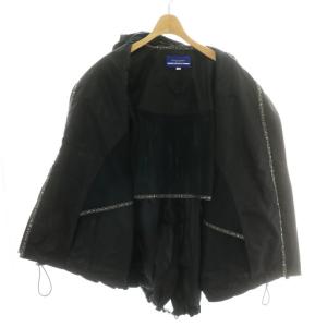 BURBERRY BLUE LABEL マウンテンパーカー アウター ブルゾン 長袖 メッシュ ドローコード エポーレット 38 S 黒 ブラック