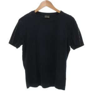Tシャツ カットソー 半袖 レザー装飾 50 約Lブラック 黒 /BS GY42