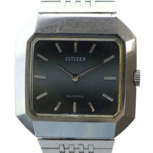 腕時計 ウォッチ 手巻き 黒文字盤 スクエア ロゴ シルバー色 4-674197 GY18 /MQ