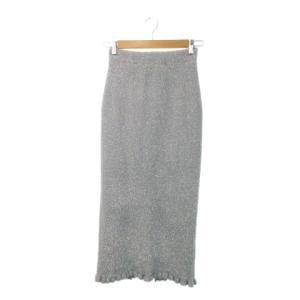 フェザーラメニットペンシルスカート タイト ロング マキシ フリル F グレー LWNS234316 /MN2