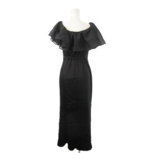 FRAY I.D ロングワンピース マーメイド ノースリーブ 光沢感 フリル シアー オーガンジー 0 S 黒 ブラック