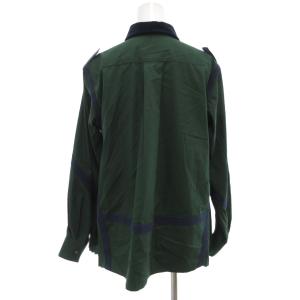 sacai シャツ ブラウス プリーツ 襟ベロア切替 長袖 緑 グリーン /AE GY18