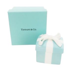 ミニブルーボウボックス リングピロー 小物入れ アクセサリーボックス 陶器 インテリア 置物 水色 ブルー