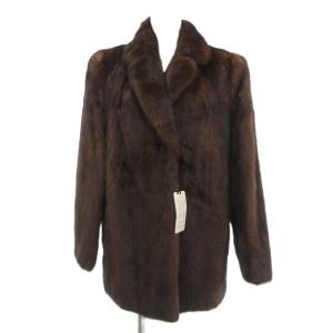 銀サガ ファーコート ジャケット ミンク 毛皮 ハーフ 9 茶 ブラウン /JS GY18