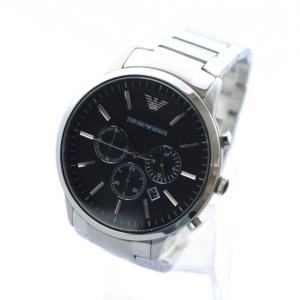 EMPORIO ARMANI 腕時計 ウォッチ クォーツ ロゴ 黒文字盤 シルバーカラー 銀色 クロノグラフ カレンダー付き AR-2460