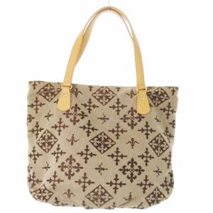 トートバッグ キャンバス レザー 革 ロゴ 総柄 茶 ブラウン /AO13 GY18