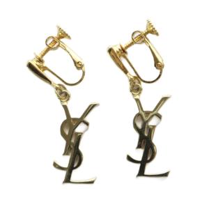 YSL ロゴ イヤリング アクセサリー 両耳用 ねじ式 ゴールドカラー 金色 GY18 /MQ
