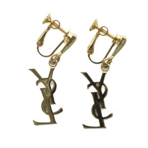 YVES SAINT LAURENT YSL ロゴ イヤリング アクセサリー 両耳用 ねじ式 ゴールドカラー 金色 GY18 /MQ