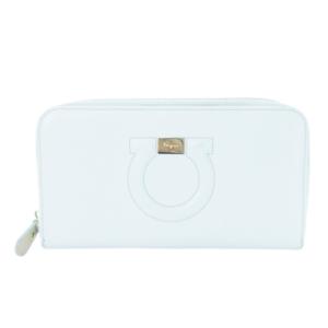 長財布 ロングウォレット 小銭入れあり ラウンド レザー 革 ガンチーニ ロゴ 青 ブルー /CK30