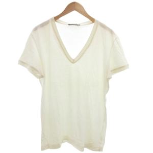 Tシャツ カットソー 半袖 ロゴプレート Vネック 54 XL 白 ホワイト /BS GY11