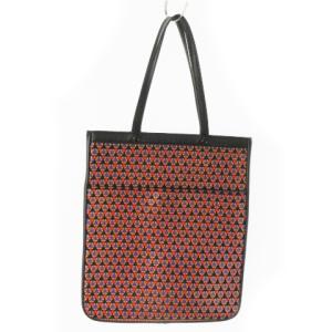 ハンドバッグ 手提げ レザー 鹿革 漆 総柄 黒 ブラック /AO16 GY18