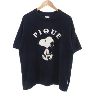 オム HOMME peanutsコラボ ルームウェア ナイトウェア パジャマ スヌーピー 半袖 L 紺