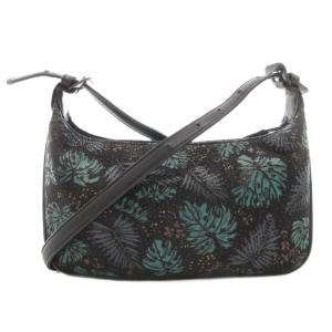 ショルダーバッグ 斜め掛け クロスボディ 葉っぱ柄 三日月型 漆 鹿革 レザー 黒 ブラック /GV GY18