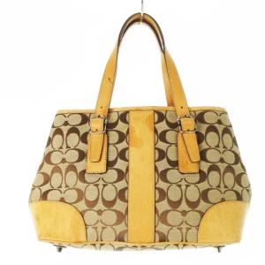 COACH ハンドバッグ キャンバス レザー 革 シグネチャー ベージュ 茶 ブラウン 6336 /CK18 GY18