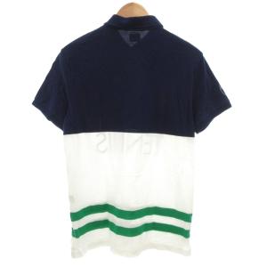 POLO RALPH LAUREN ポロシャツ テニスウェア 半袖 ロゴ刺繍 M 白 ホワイト 紺 ネイビー /BS