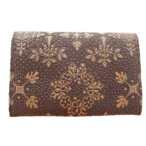 INDEN‐YA 美品 カードケース 総柄 ディアスキン レザー 茶 ブラウン /AE GY18