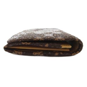 INDEN‐YA 美品 カードケース 総柄 ディアスキン レザー 茶 ブラウン /AE GY18