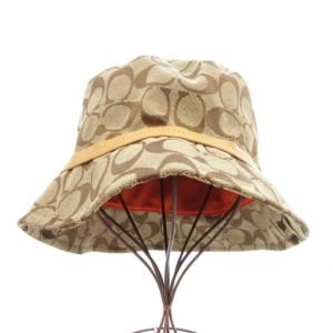 COACH シグネチャー ジャガード バケットハット 帽子 キャンバス M/L ベージュ /GV GY18