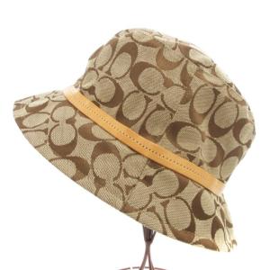 COACH シグネチャー ジャガード バケットハット 帽子 キャンバス M/L ベージュ /GV GY18