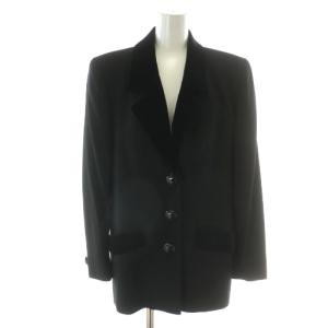 ヴィンテージ テーラードジャケット アウター 3B ノーベント ウール ベロア 切替 総裏地 36 S