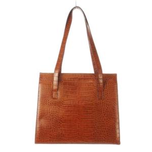 ESCADA ハンドバッグ ワンショルダー レザー 革 クロコ型押し ロゴ 茶 ブラウン /CK3 GY18