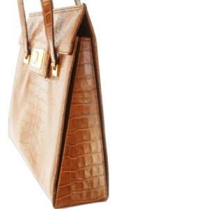 ESCADA ハンドバッグ ワンショルダー レザー 革 クロコ型押し ロゴ 茶 ブラウン /CK3 GY18