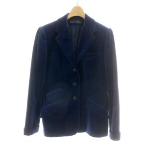テーラードジャケット ブレザー 長袖 アウター ベロア 総裏地 サイドベンツ 日本製 青 ブルー /MP