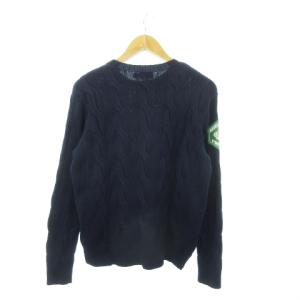 POLO RALPH LAUREN ケーブル ニット セーター クルーネック コットン 長袖 ワッペン 飛行機 ロゴ M 紺 ネイビー /MN24