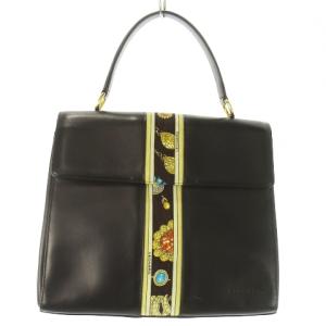 ハンドバッグ 2way ショルダーバッグ ワンハンドル レザー 革 ジュエリー柄 ロゴ 茶 ブラウン /AO3