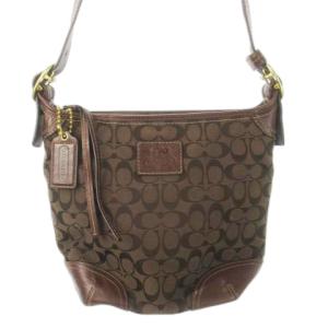 ショルダーバッグ クロスボディ キャンバス レザー 革 シグネチャー ロゴ 茶 ブラウン 12390 /CK8