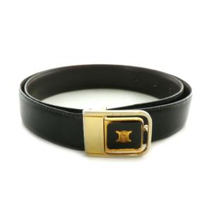 ベルト トリオンフ レザー 皮革 ロゴ 刻印 イタリア製 黒 ブラック 金 ゴールド /MP GY17