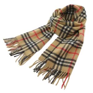 ヴィンテージ マフラー ノバチェック フリンジ カシミヤ ベージュ