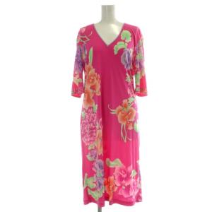 白タグ ワンピース 花柄 シルク  38 ピンク