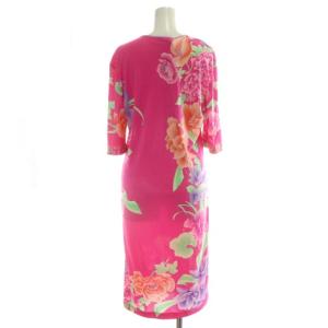 LEONARD 白タグ ワンピース 花柄 シルク  38 ピンク
