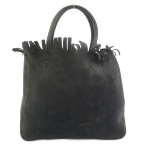 ハンドバッグ トート 肩掛け 型押しロゴ ミニポーチ付 フリンジ レザー 青 ブルー系 /GV GY17