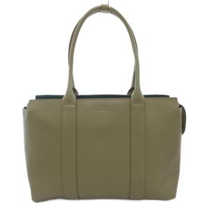 美品 トートバッグ ロゴ レザー カーキ /AE GY18