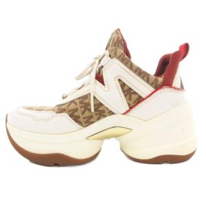 オリンピア OLYMPIA ウェッジ スニーカー 厚底シューズ MKロゴ 5.5 ベージュ 白 ホワイト