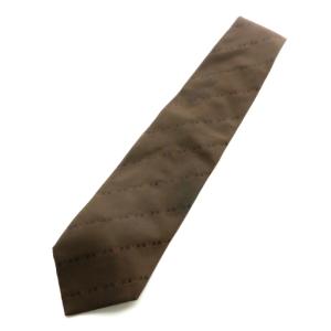 ネクタイ ワイドタイ モノグラム ストライプ  総柄 シルク 絹 イタリア製 ロゴ 茶 ブラウン /MP