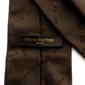 LOUIS VUITTON ネクタイ ワイドタイ モノグラム ストライプ  総柄 シルク 絹 イタリア製 ロゴ 茶 ブラウン /MP