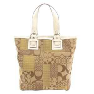 COACH 10089 シグネチャー パッチワーク トートバッグ ハンド 肩掛け キャンバス レザー 革 ロゴ GY18