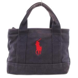 ハンドバッグ ミニトート ポニー刺繍 キャンバス 紺 ネイビー /GV GY18