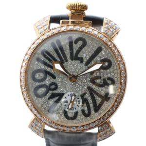 2551 マヌアーレ 48 腕時計 手巻き スモセコ レザーベルト ゴールドカラー