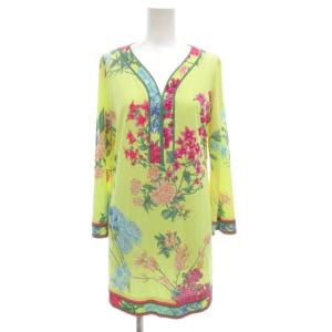 カットソー チュニック 花柄 38 イエロー