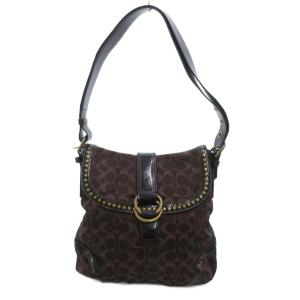 ワンショルダーバッグ シグネチャー ロゴ ラメ レザー 革 スタッズ 紫 パープル F12852 /JS