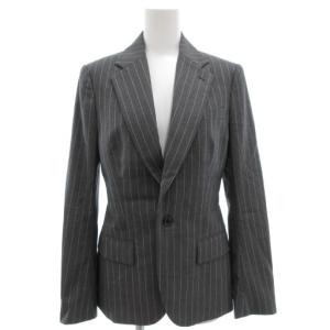 テーラードジャケット ブレザー シングル 1B 総裏地 ノッチド ストライプ ウール 2 グレー /GV