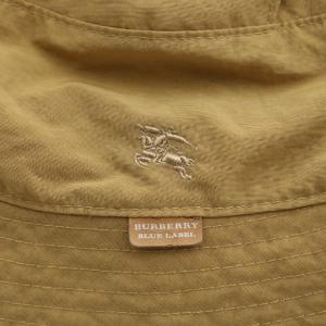 BURBERRY BLUE LABEL 帽子 バケットハット バケハ リバーシブル ナイロン チェック柄 ロゴ 刺繍 茶色 ブラウン /XZ GY18