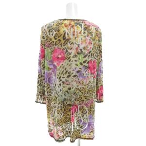 伊太利屋 カットソー 長袖 15 マルチカラー アニマル柄 レオパード柄 花柄 ロゴ ラインストーン 総柄 /GV