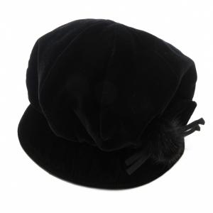 キャスケット 帽子 ベロア S M 黒 ブラック /AE GY18