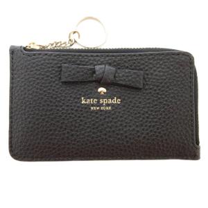 美品 コインケース 小銭入れ ロゴ リボン レザー 黒 ブラック /AE GY42