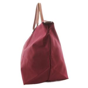 Longchamp ルプリアージュ LE PLIAGE ハンドバッグ トート 肩掛け ロゴ ナイロン レザー ボルドー 茶